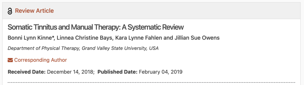 Acufene somatico e terapia manuale - una revisione sistematica 2019 - Blog Dr Luigi Pianese